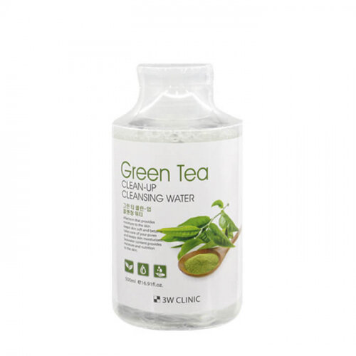 Очищающая вода с экстрактом зеленого чая  3W CLINIC Green Tea Clean-Up Cleansing Water