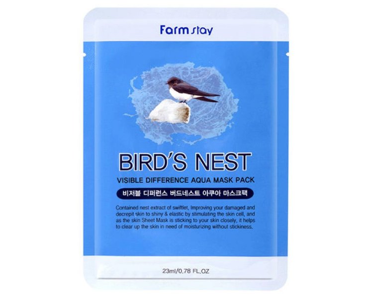  Тканевая маска для лица с экстрактом ласточкиного гнезда  FarmStay  Visible Difference Bird's Nest Aqua Mask Pack 