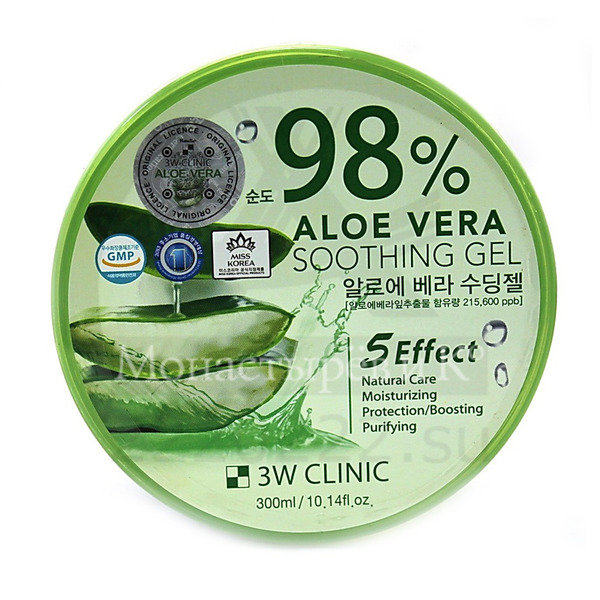 3W CLINIC Гель универсальный АЛОЭ  Aloe Vera Soothing Gel 98%