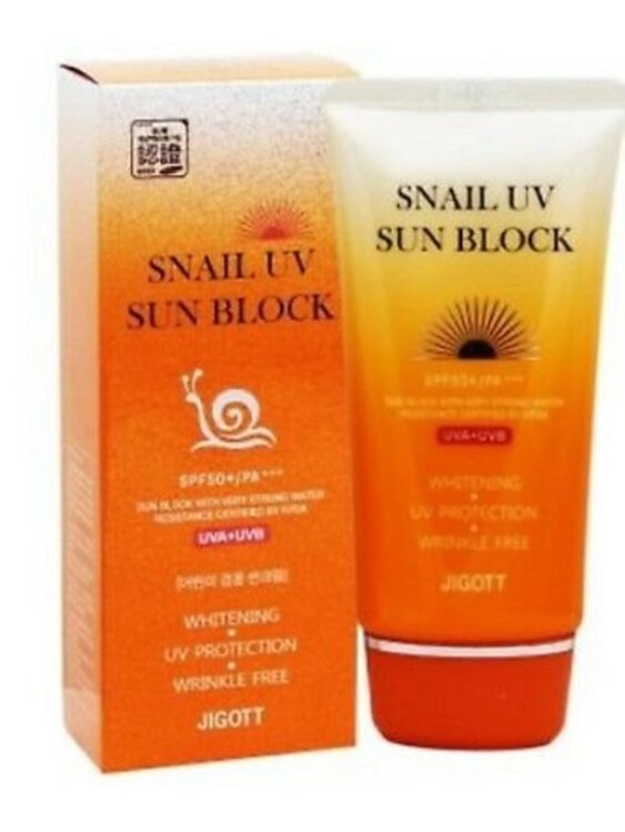 Jigott Солнцезащитный крем Snail UV Sun Block Cream SPF 50+/PA+++.