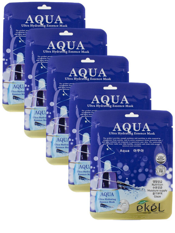 EKEL Маски для лица ультраувлажняющие Aqua Ultra Hydrating Essence 5шт*23мл.