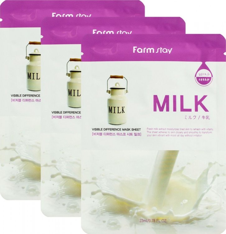  Маска для лица с молочными протеинами FarmStay  Visible Difference Milk Mask Sheet 