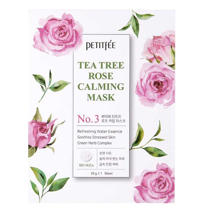 Petitfee Успокаивающая маска для лица Tea Tree Rose Calming Mask
