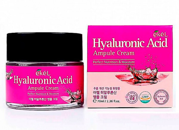 EKEL  Крем для лица с гиалуроновой кислотой Hyaluronic Acid Ampule Cream 70мл. 