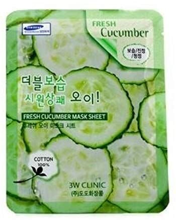 3W CLINIC Маска для лица с экстрактом огурца Fresh Cucumber Mask Sheet