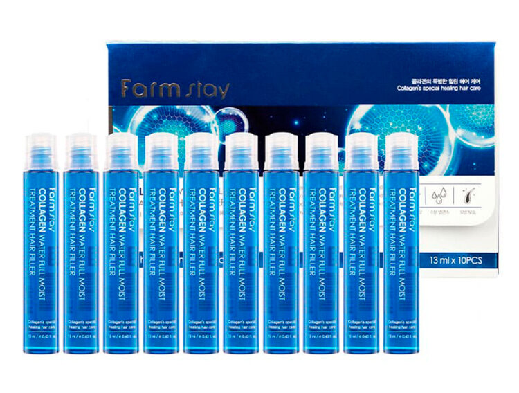 FarmStay Филлер для волос  Collagen Water Full Moist Treatment Hair Filler,13мл./10 шт.