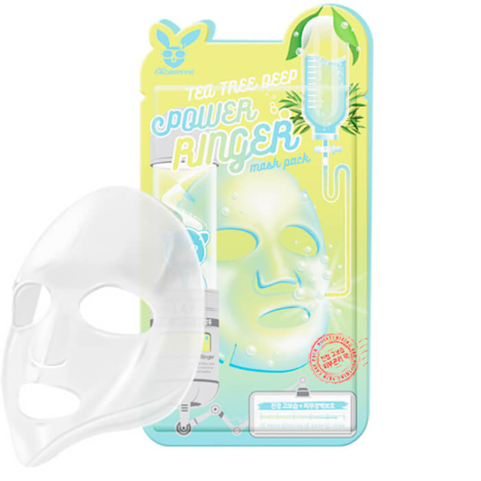 Elizavecca Тканевая маска с чайным деревом успокаивающая  Deep Power Ringer Mask Pack Tea Tree