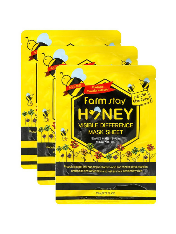  Маска с прополисом восстанавливающая  FarmStay Visible Difference Mask Sheet Honey